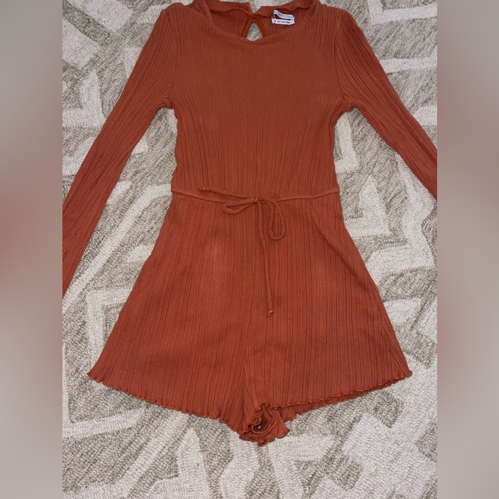 Urban outfitters long sleeve romper orange